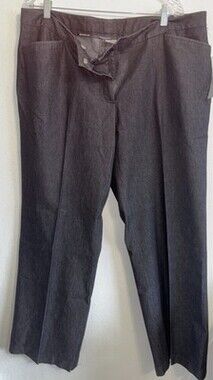 Worthington Women Black  Pants Wide Leg Flat Front Stretch Trousers Size 18W NEW